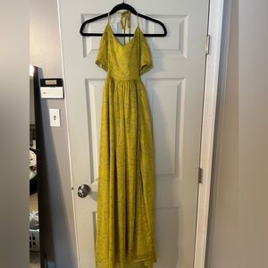 Grey and yellow cut out flowy maxi dress